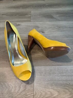 Style & co. Yellow Peep-Toe Platform Pumps - Women's Heel